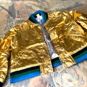 Levi’s metallic reversible bomber jacket gold or silver